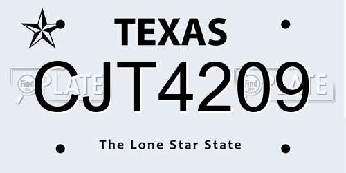 CJT4209 Texas License Plate