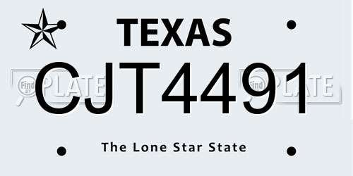 CJT4491 Texas License Plate