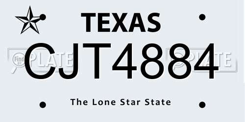 CJT4884 Texas License Plate
