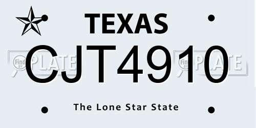 CJT4910 Texas License Plate