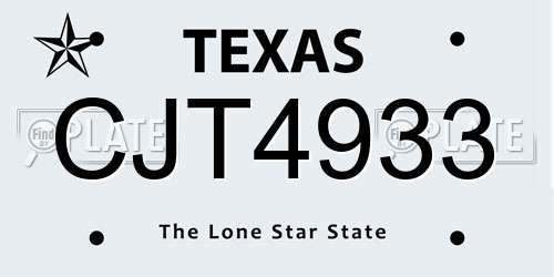 CJT4933 Texas License Plate