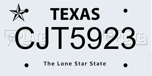 CJT5923 Texas License Plate