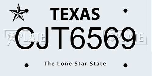 CJT6569 Texas License Plate