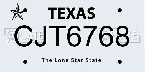 CJT6768 Texas License Plate