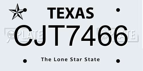 CJT7466 Texas License Plate
