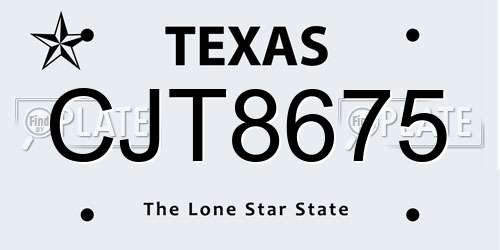 CJT8675 Texas License Plate