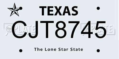 CJT8745 Texas License Plate