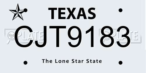 CJT9183 Texas License Plate