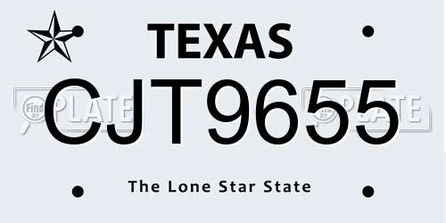 CJT9655 Texas License Plate