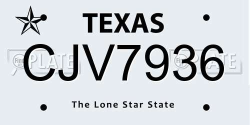 CJV7936 Texas License Plate