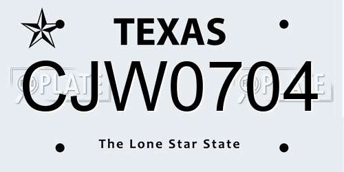 CJW0704 Texas License Plate