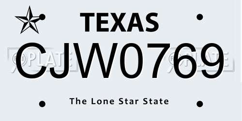 CJW0769 Texas License Plate