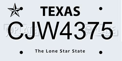 CJW4375 Texas License Plate