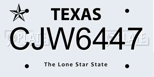 CJW6447 Texas License Plate