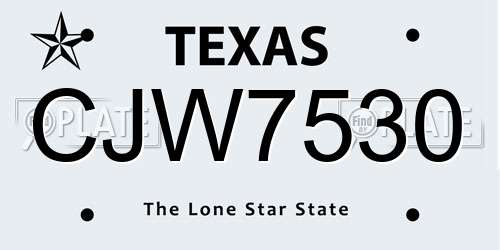CJW7530 Texas License Plate