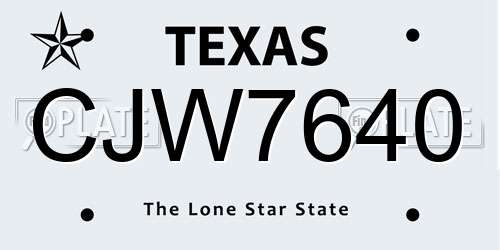 CJW7640 Texas License Plate