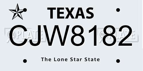 CJW8182 Texas License Plate