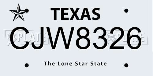 CJW8326 Texas License Plate