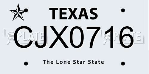 CJX0716 Texas License Plate