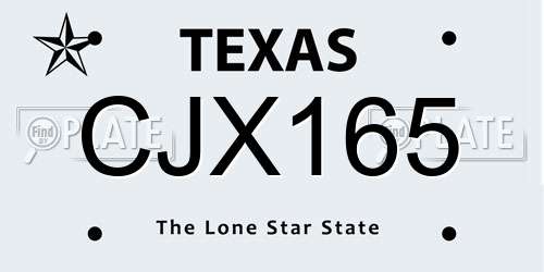 CJX165 Texas License Plate