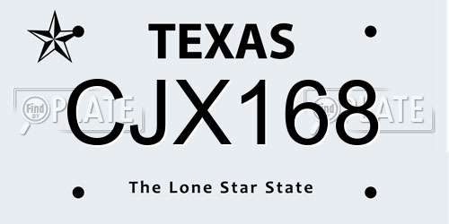 CJX168 Texas License Plate