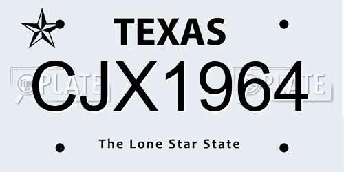 CJX1964 Texas License Plate