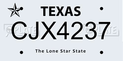 CJX4237 Texas License Plate