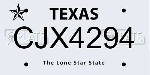 CJX4294 Texas License Plate