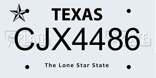 CJX4486 Texas License Plate