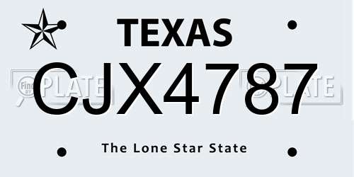 CJX4787 Texas License Plate