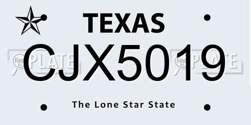 CJX5019 Texas License Plate