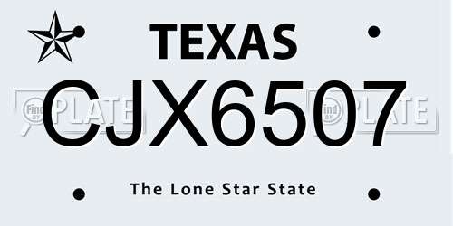 CJX6507 Texas License Plate