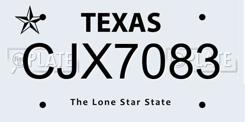 CJX7083 Texas License Plate