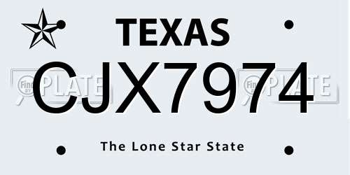 CJX7974 Texas License Plate