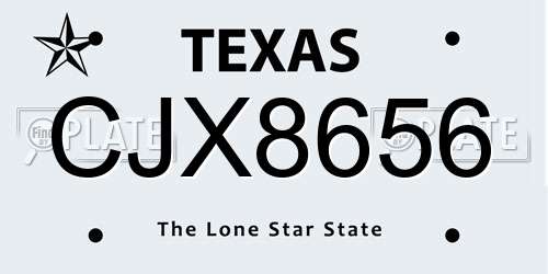 CJX8656 Texas License Plate