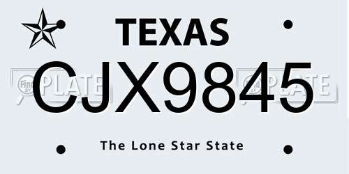 CJX9845 Texas License Plate