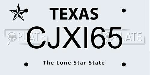 CJXI65 Texas License Plate