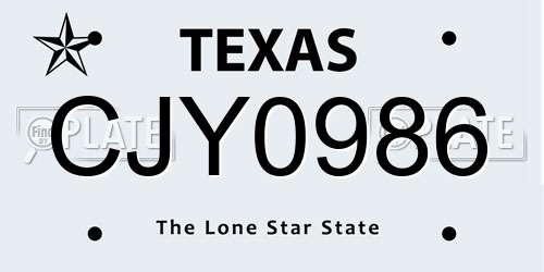 CJY0986 Texas License Plate