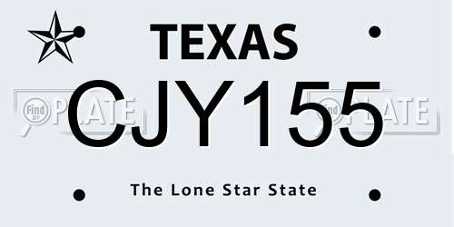 CJY155 Texas License Plate