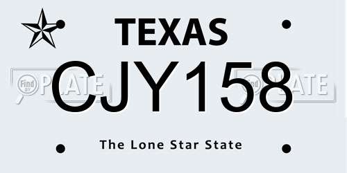 CJY158 Texas License Plate