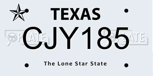 CJY185 Texas License Plate