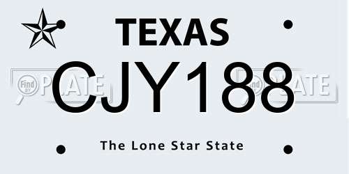 CJY188 Texas License Plate