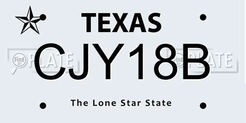 CJY18B Texas License Plate