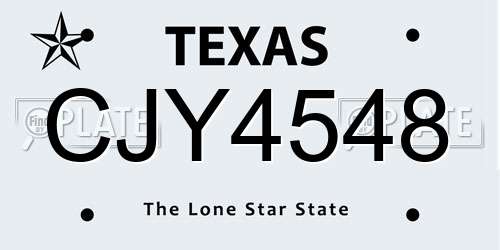 CJY4548 Texas License Plate