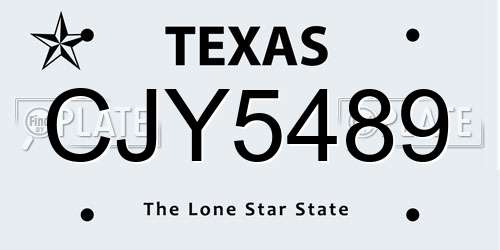 CJY5489 Texas License Plate