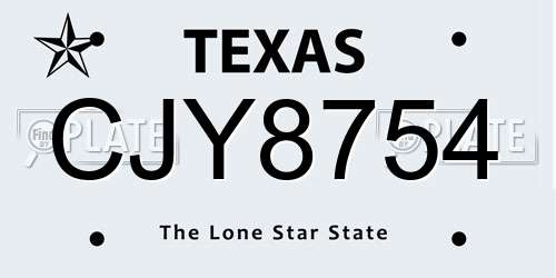 CJY8754 Texas License Plate