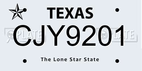 CJY9201 Texas License Plate