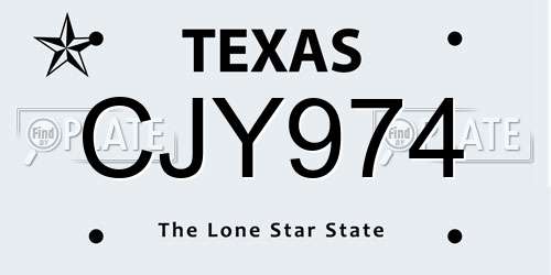 CJY974 Texas License Plate
