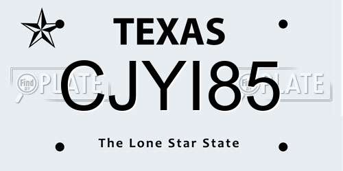 CJYI85 Texas License Plate
