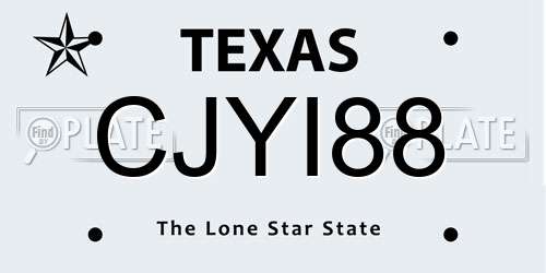 CJYI88 Texas License Plate